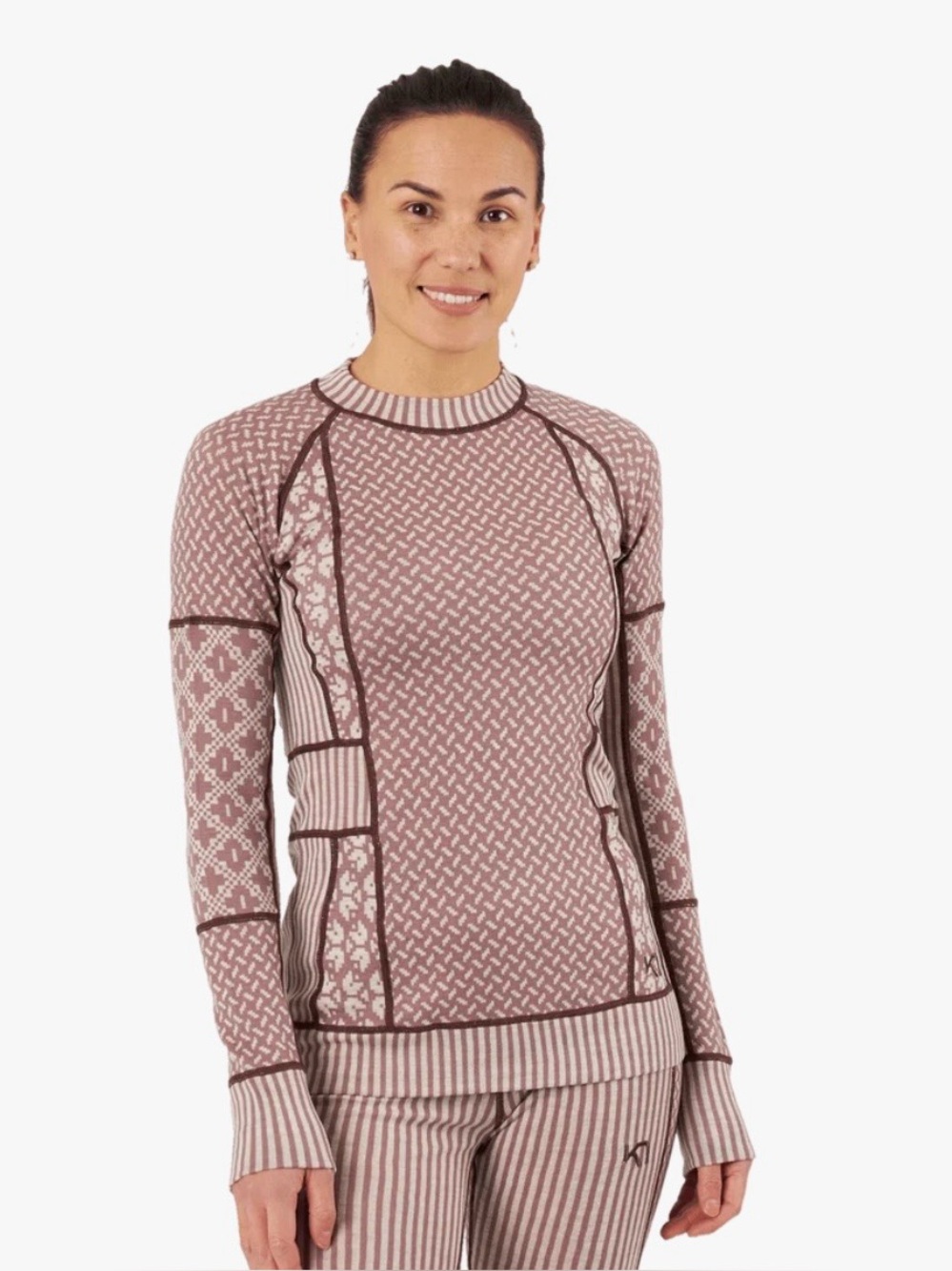 Kari Traa Women’s Smekker 100% Merino Wool Base Layer Sz M Taupe Nordic Gorpcore